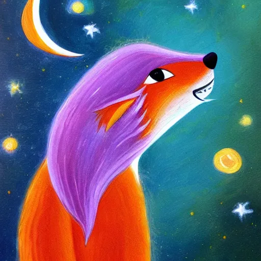 Image similar to child fox comet. painting by carle eric