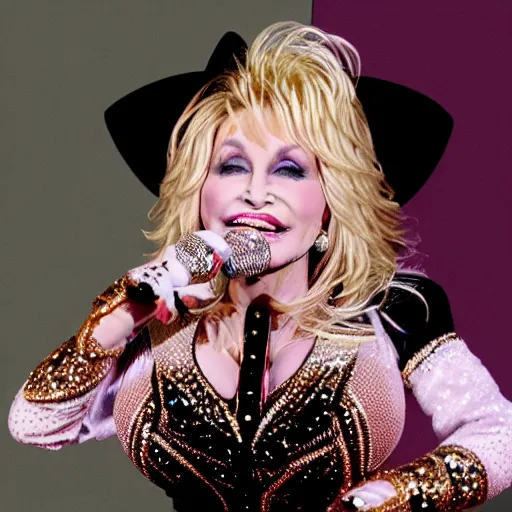 Image similar to dolly parton with the facial features of a pug, photograph