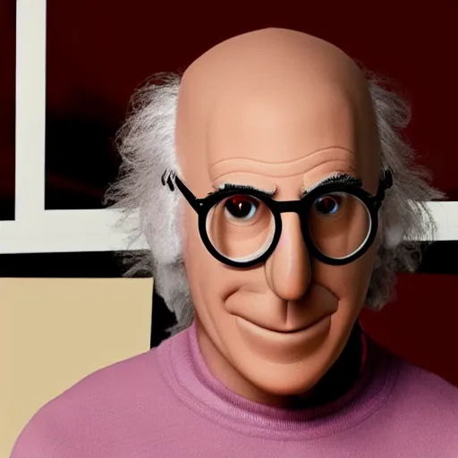 Image similar to larry david as a muppet. highly detailed felt. hyper real photo. 4 k.