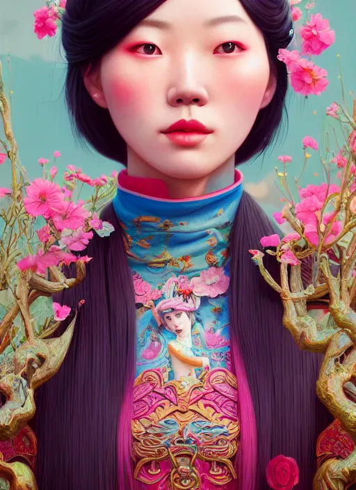 Image similar to pretty yunnan girl : : by martine johanna and simon stalenhag and chie yoshii and casey weldon and wlop : : ornate, dynamic, particulate, rich colors, intricate, elegant, highly detailed, centered, artstation, smooth, sharp focus, octane render, 8 k