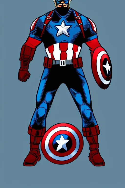 Image similar to Captain America high quality digital painting in the style of Laurie Greasley