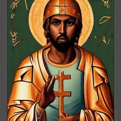 Image similar to saint kanye west byzantine roman vatican art