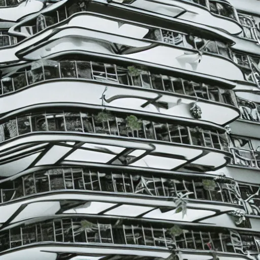 Prompt: of a building full of plants, futurism, mc Escher, photography, architecture, 8k, detailed