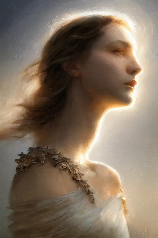 Image similar to greek goddess of ai art, close - up portrait, powerfull, intricate, elegant, volumetric lighting, scenery, digital painting, highly detailed, artstation, sharp focus, illustration, concept art, ruan jia, steve mccurry