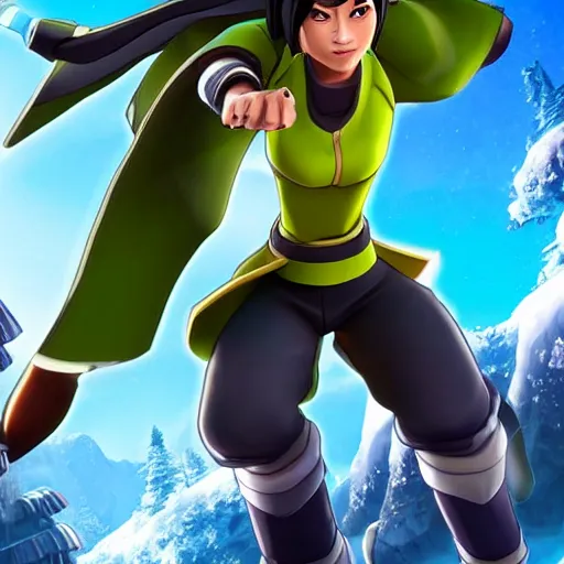 Image similar to toph beifong in fortnite, character render, full body shot, highly detailed, in game render