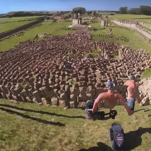 Prompt: gopro footage of the roman invasion of britain