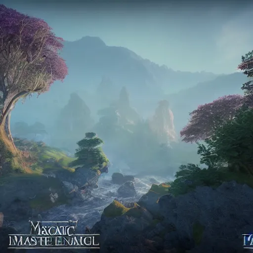 Image similar to mystical fantasy landscape, unreal engine