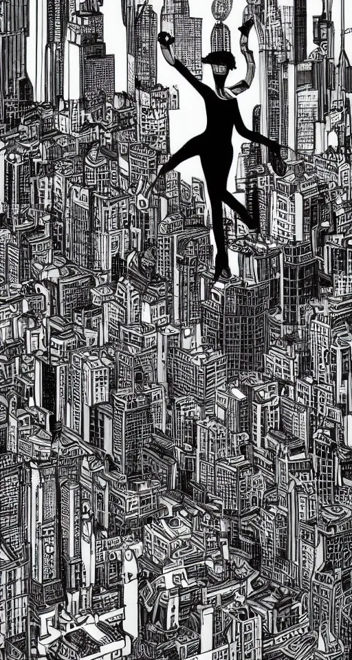 Prompt: cypherpunk full body fashion illustration of the void, camera face, black and white, city street background with high tall buildings, central park, diane arbus, abstract portrait highly detailed, finely detailed