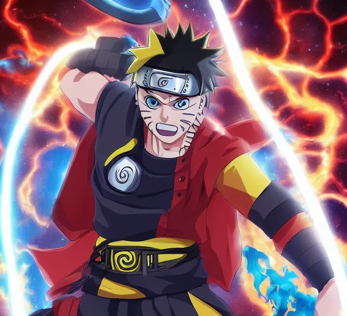 Prompt: naruto as thor, anime, 8 k resolution, realistic
