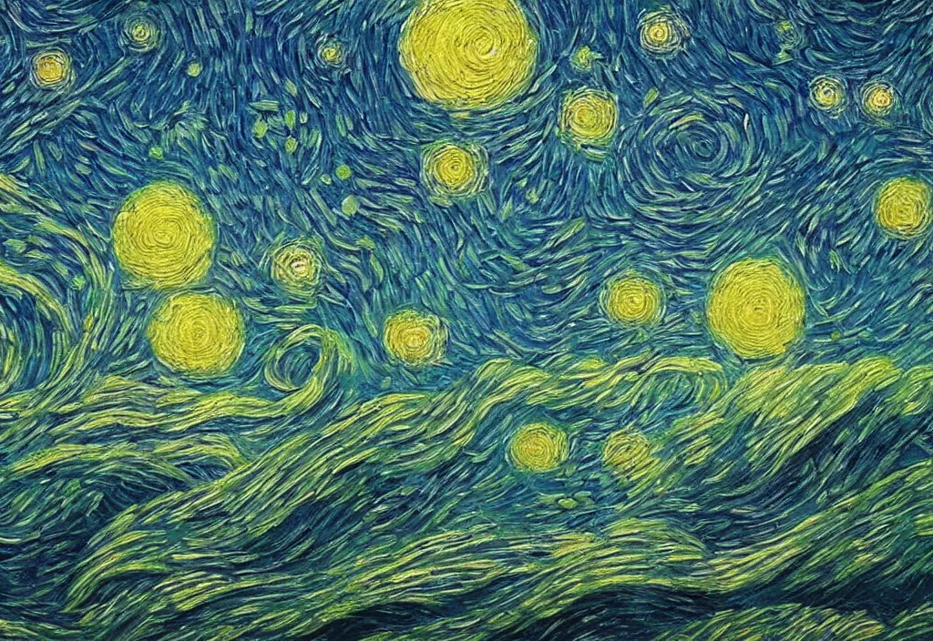 Prompt: a beautiful magical underwater paradise, high realistic high detailed painting in the style of starry night by Van Gogh