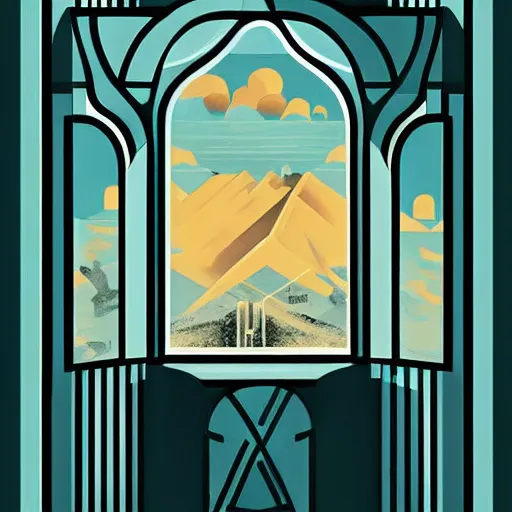 Image similar to a painting beautiful window open, digital illustration, art deco style art print, a ultrafine detailed painting by aguilera reyes, behance contest winner, vintage, native art, trend in behance hd, 2 d game art, detailed painting