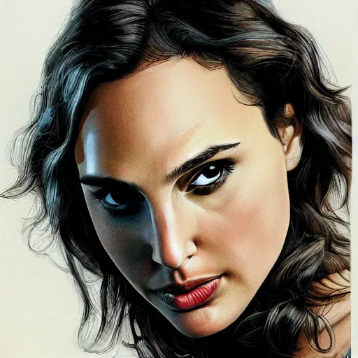 Image similar to portrait of gal gadot or natalie portman by greg ruthkowski