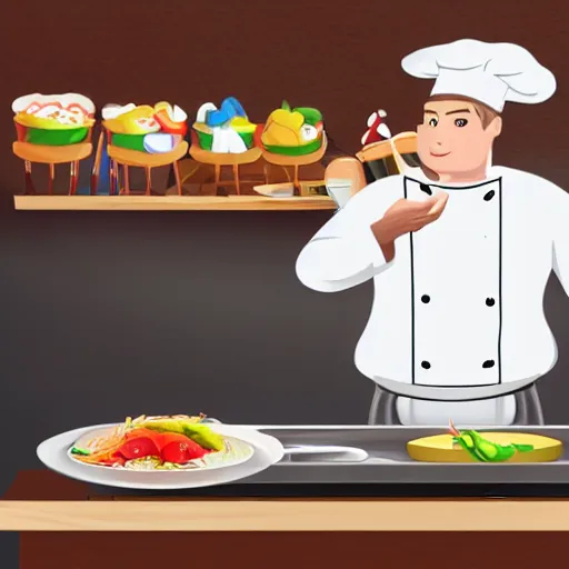 Prompt: A unicorn working as a chef, Animated Still