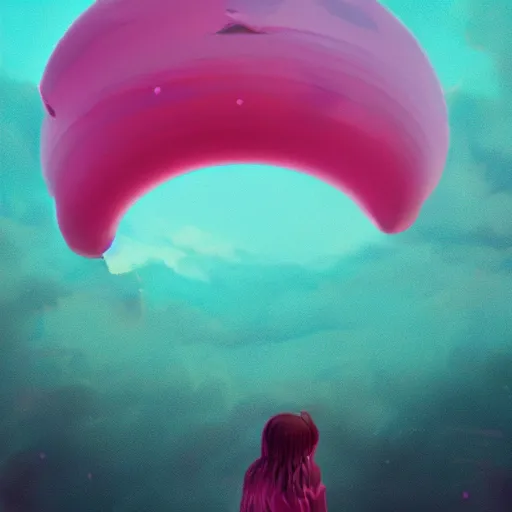 Image similar to people trying to reach a pink crytsall in the sky, beeple, artstation, detailed, digital art