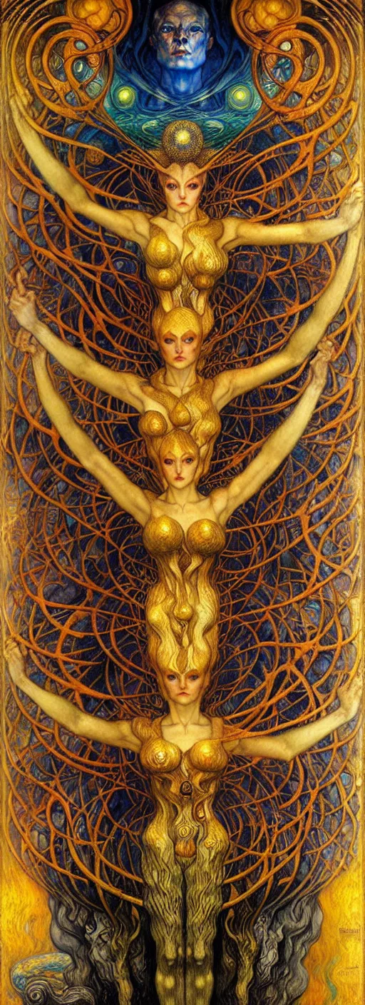 Image similar to Divine Chaos Engine by Karol Bak, Jean Delville, William Blake, Gustav Klimt, and Vincent Van Gogh, symbolist, visionary