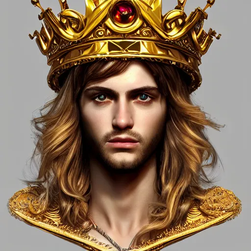 Prompt: portrait of a radiant greek mythology god, jewelry, crown, confident, handsome, stunning, dramatic lighting, detailed, very realistic, trending on Artstation, Cgsociety