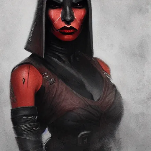 Image similar to portrait of a Darth Talon by Greg Rutkowski, she is about 20 years old, wearing black sith uniform, Star Wars Expanded Universe, highly detailed portrait, digital painting, artstation, concept art, smooth, sharp foccus ilustration, Artstation HQ