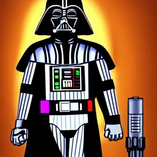 Image similar to darth vader with white armor and a purple lightsaber