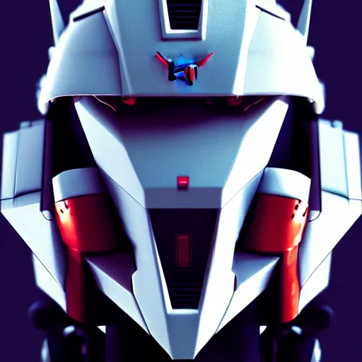 Image similar to gundam head, v - fin, octane render, soft light, mekka, behance, vector, highly detailed illustration, realistic, custom design, dribbble. com, by secondsyndicate studio,