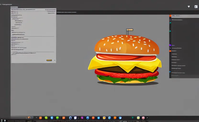 Image similar to gentoo window manager with a hamburger theme, screenshot dos