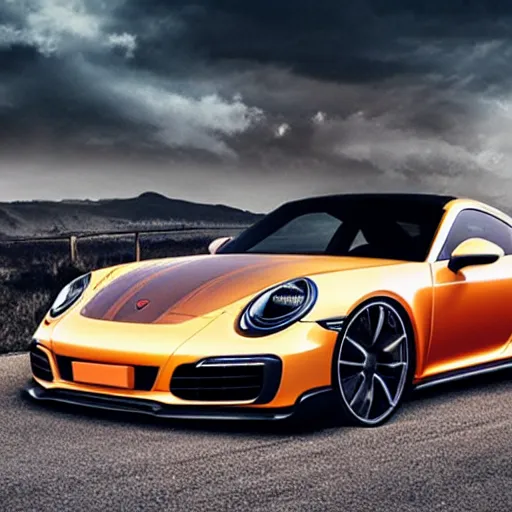 Image similar to concept for a german muscle car inspired by a Porsche 911 Turbo S