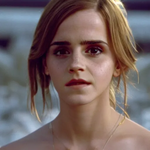 Prompt: beautiful still of Emma Watson in Stargate SG-1 in front of the stargate