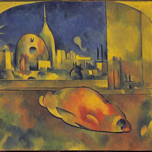 Prompt: heavenly intricate vintage london blob carp spice spook gold, by pablo picaso and paul cezanne and joan miro, 2 d game art, matte painting, fauvist