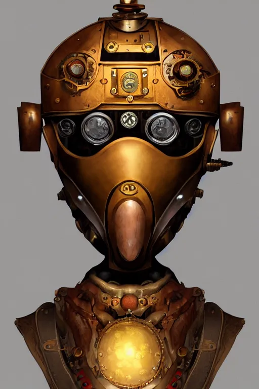 Image similar to steampunk helmet fantasy art mask robot ninja stylized digital illustration sharp focus, elegant intricate digital painting artstation concept art global illumination ray tracing advanced technology chaykin howard and campionpascale and cooke darwyn and davis jack