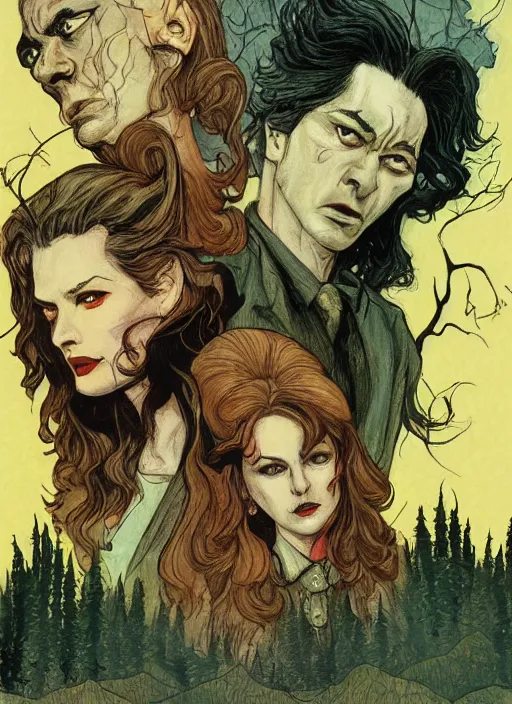 Image similar to twin peaks movie poster art by rebecca guay