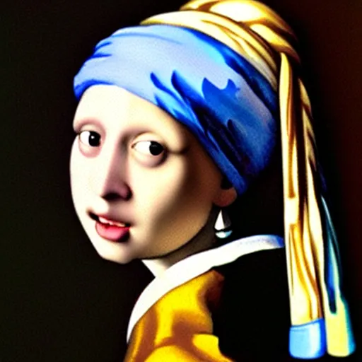 Image similar to A stupid husky with a pearl earring by Johannes Vermeer