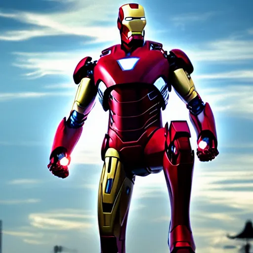 Prompt: iron man with a shotgun, 4k realistic photo