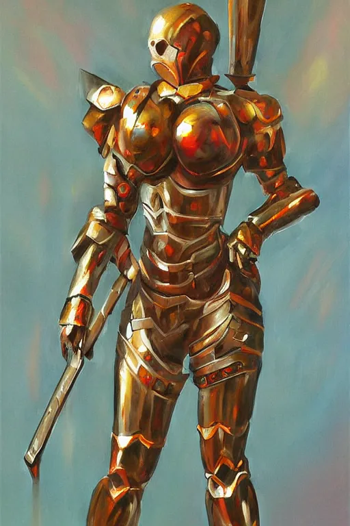 Prompt: full body sexy girl metal armor dynamic poses painting by phuoc quan