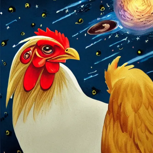 Prompt: Chicken eating the universe