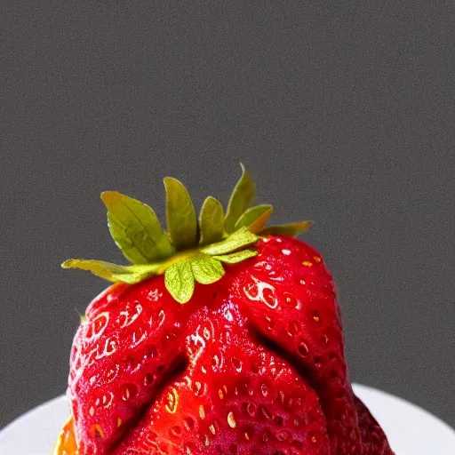 Image similar to A highly detailed digital art of a strawberry cake, volumetric lighting, 4k resolution, warm colors,