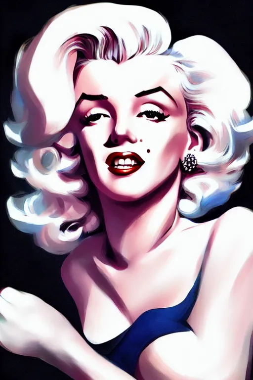 Image similar to marilyn monroe, manga cover art, detailed color portrait, artstation trending, 8 k, greg rutkowski