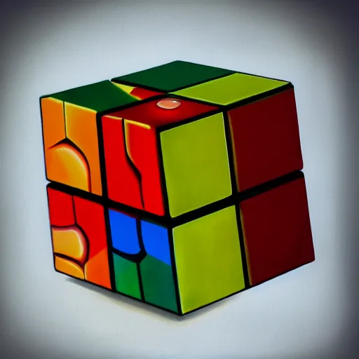 Prompt: a Rubik's cube, surrealist painting, award-winning, trending on artstation, 8K, in the style of Salvador Dalí