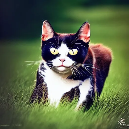 Prompt: a feline cow - cat - hybrid, animal photography