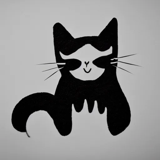 Prompt: minimalist cat doodle black and white