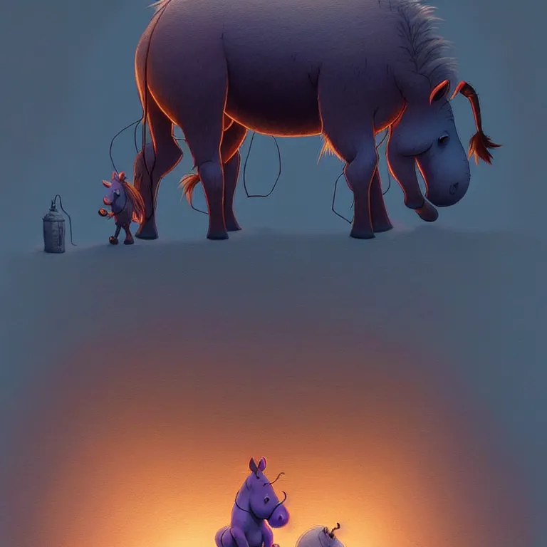 Prompt: epic professional digital art of simple eeyore, atmospheric lighting, painted, intricate, detailed, by leesha hannigan, simon stalenhag, ignacio fernandez rios, best on artstation, cgsociety, epic, stunning, gorgeous, much detail, much wow, masterpiece