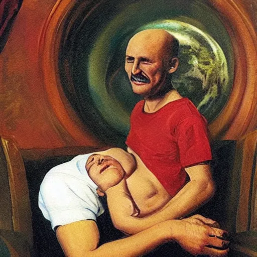 Image similar to lukashenko in the painting'saturn devouring his son'