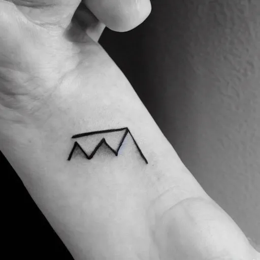 Image similar to tiny handpoke tattoo of a simplistic black and white geometric shape, stick poke, lineart