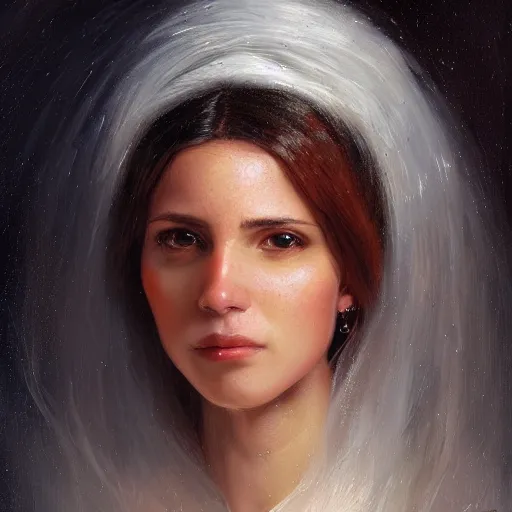 Image similar to portrait of a argentinian woman ( 3 5 ) from argentinia in 2 0 2 1, an oil painting by ross tran and thomas kincade