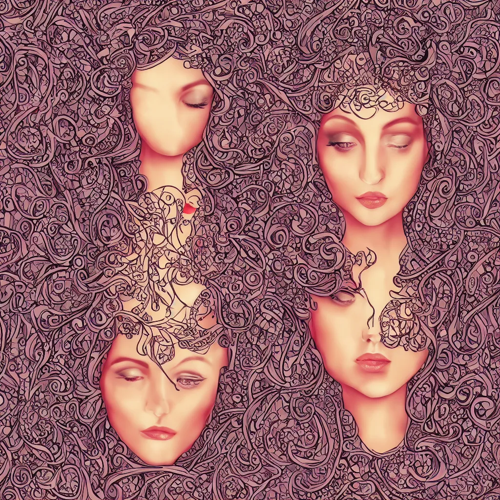 Image similar to an elegant goddess of beauty and charms. digital artwork, symmetric