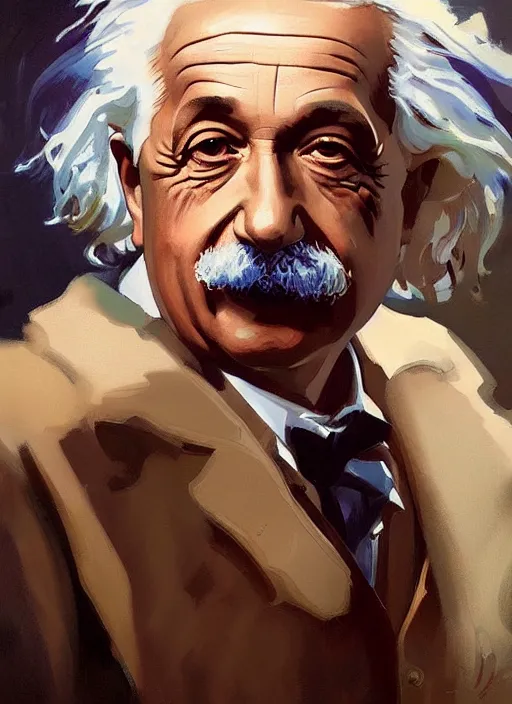 Image similar to portrait of albert einstein, painting by sargent and leyendecker, fantasy, medium shot, asymmetrical, intricate, elegant, matte painting, illustration, hearthstone, by rhads, by greg rutkowski, by greg tocchini, by james gilleard, by joe fenton