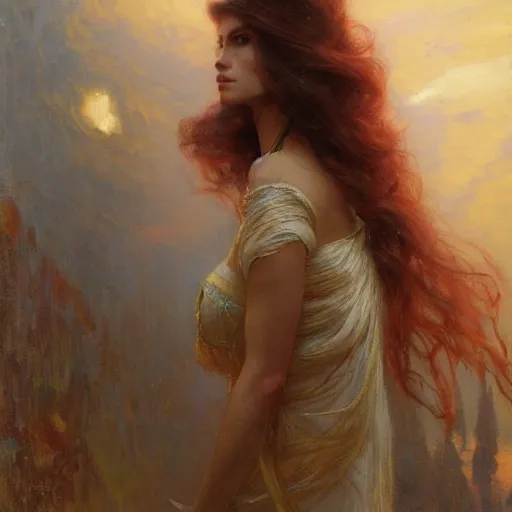 Image similar to A beautiful woman with gorgeously lengthy hair, painting by Gaston Bussiere and Greg Rutkowski, trending on artstation, 4k, 8k