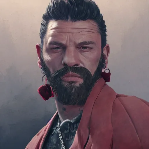 Prompt: highly detailed portrait of a tattooed gym bro in red dead redemption 2, stephen bliss, unreal engine, fantasy art by greg rutkowski, loish, rhads, ferdinand knab, makoto shinkai and lois van baarle, ilya kuvshinov, rossdraws, tom bagshaw, global illumination, radiant light, detailed and intricate environment