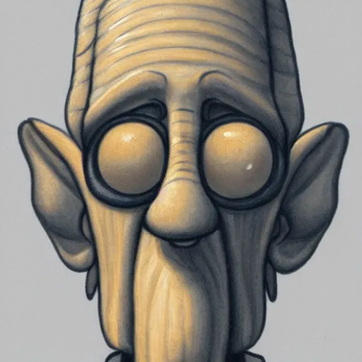 Image similar to handsome squidward, realistic portrait