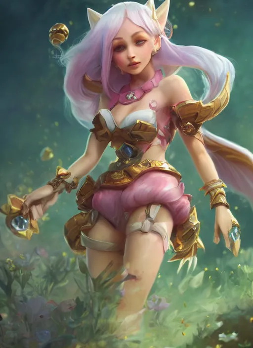 Prompt: poppy, from league of legends, fairy paladin, au naturel, hyper detailed, digital art, trending in artstation, cinematic lighting, studio quality, smooth render, unreal engine 5 rendered, octane rendered, art style by klimt and nixeu and ian sprigger and wlop and krenz cushart
