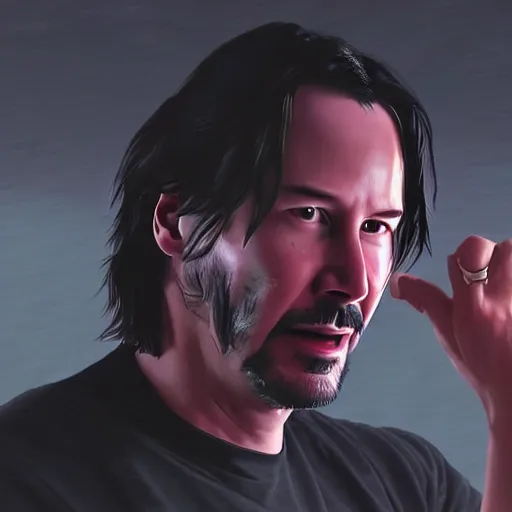 Prompt: keanu reeves breaking up with keanu reeves in front of a crowd of keanu reeves in the gym in hawkins, in the style of james jean, artstation trending, 8 k, 3 d render, photorealistic, volumetric lighting caustics, pink