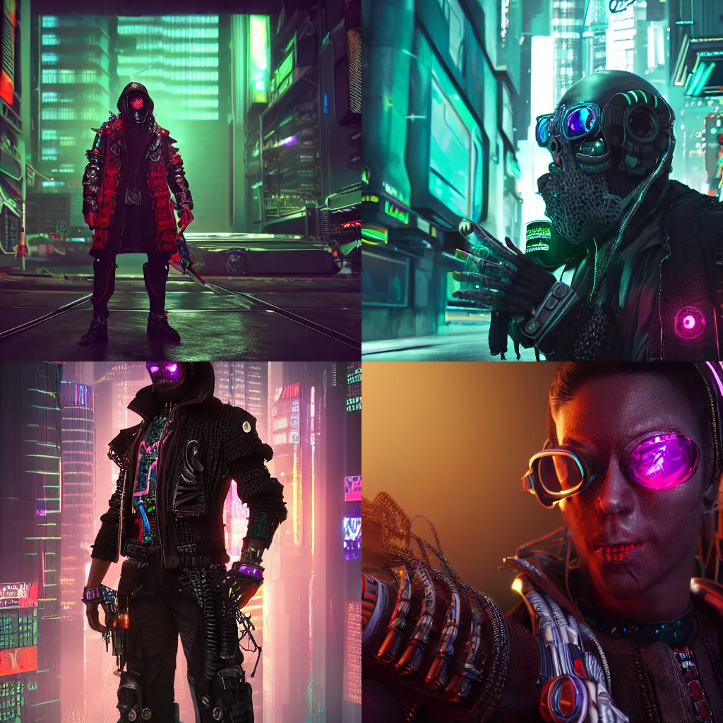 Prompt: a hyperrealistic 3d render of a cyberpunk warlock. intricate details. arnold render. Trending on ArtStation. Centered. Vivid cinematic lighting. Cyberpunk background. In the style of LaVista.